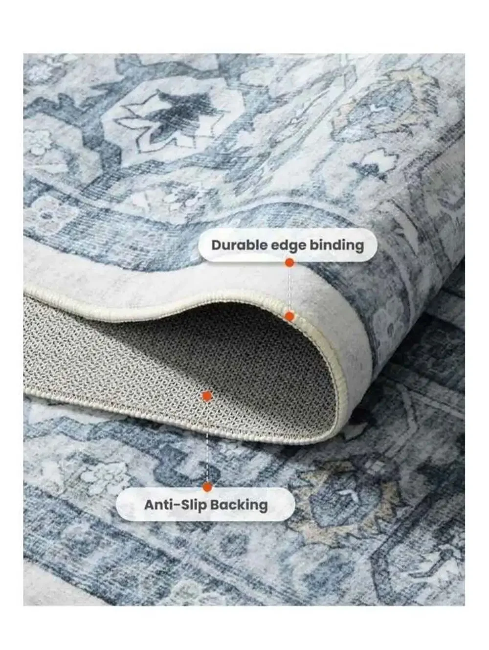 8x10 Area Rug, Washable Low-Profile Large Area Rug with NonSlip